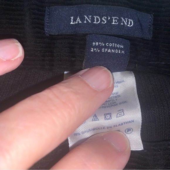 Lands End Corduroy Pants Womens 12 Fit 1 Black Soft Slim Ankle Legs Pockets - Picture 7 of 7